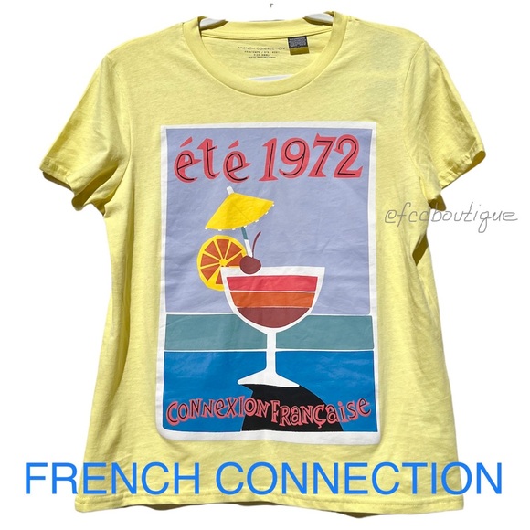 FRENCH CONNECTION graphic ETE 1972 Tee Shirt YELLOW size M - Picture 1 of 12